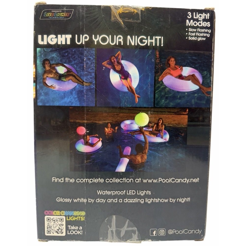 PoolCandy Illuminated LED Pool Tube 40" Color Changing Inflatable Float NEW - Picture 3 of 6